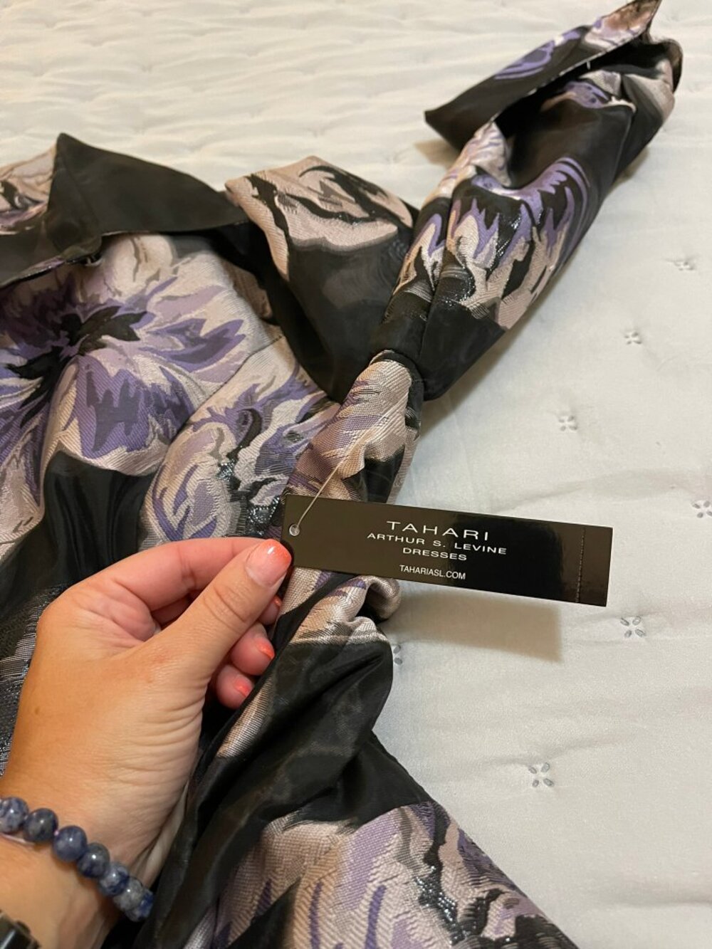 NWT Sz 10 Tahari Arthur S. Levine Black Blush Floral Woven Wrap Dress - Picture 8 of 10